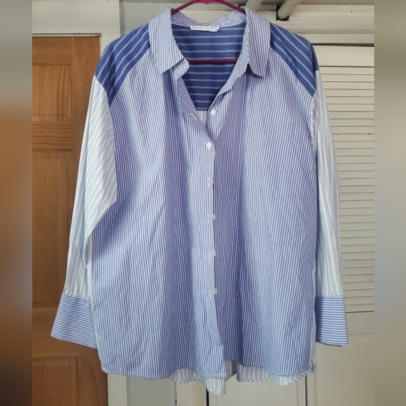 PRIMARK Stripes Blue Shirt Size Medium - Picture 2 of 6